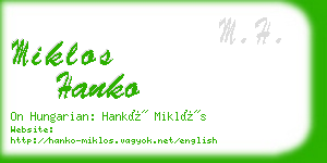 miklos hanko business card